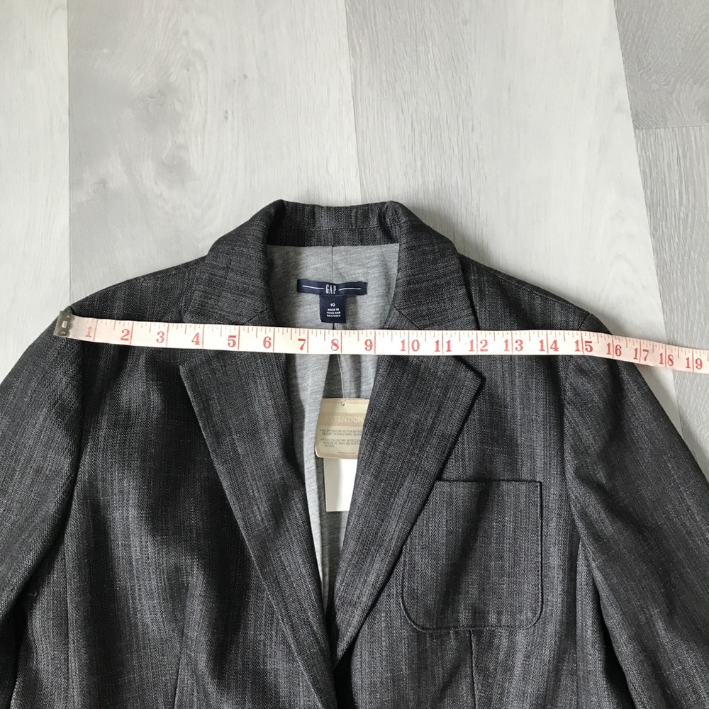 GAP TWILL DENIM GRAY BLAZER JACKET ONE BUTTON WOMENS 10 - Picture 10 of 11
